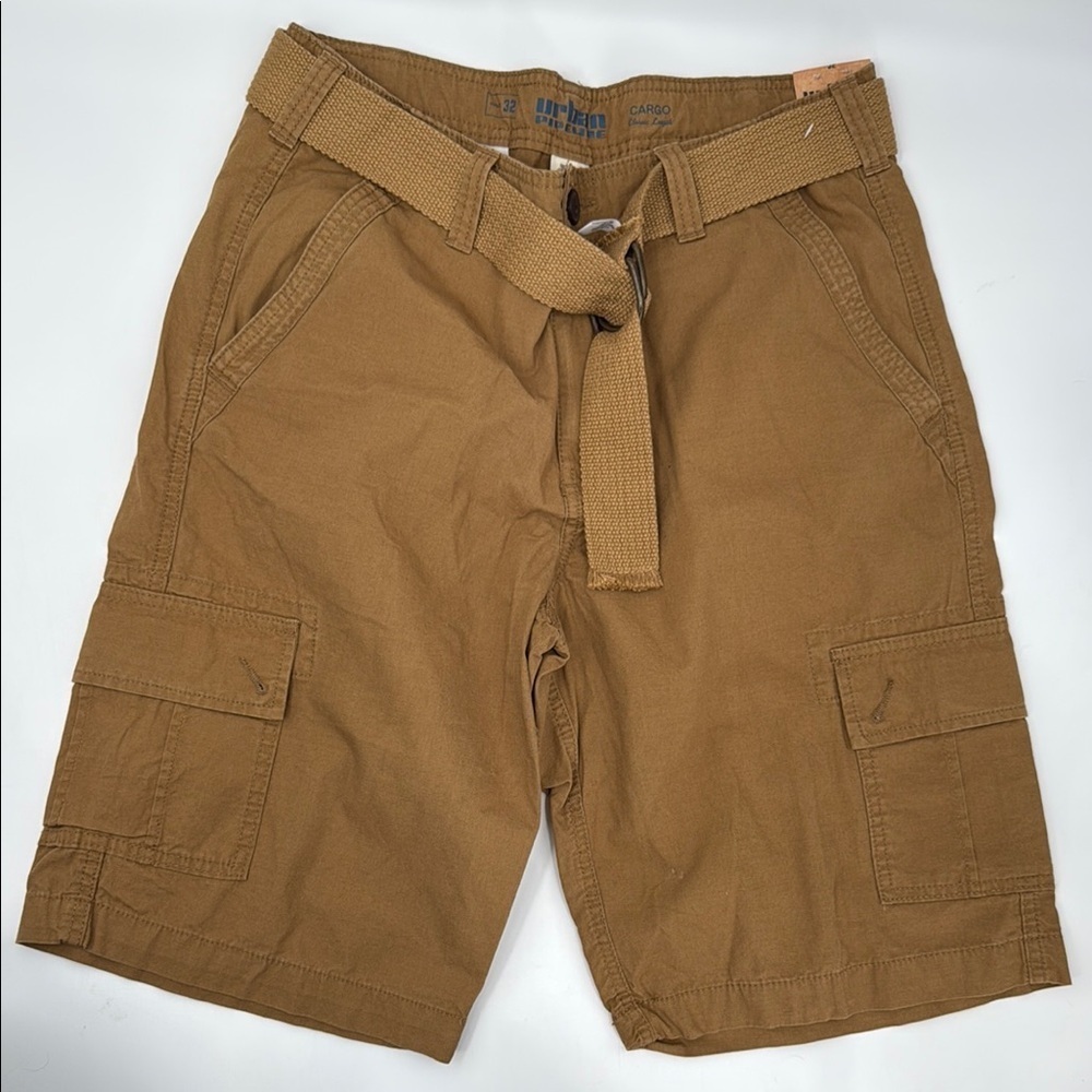 Urban Pipeline Brown Cargo Shorts with Belt Size 32